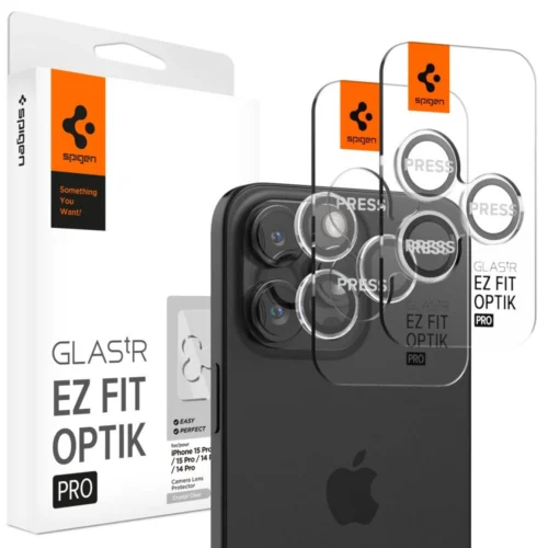 Zaštitno staklo za kameru SPIGEN s okvirom za montažu za Apple iPhone 15 Pro, 15 Pro Max, 16 Pro, 16 Pro Max - 2 kom