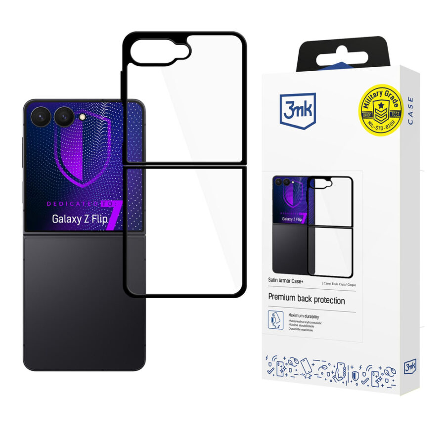 Maskica 3mk Satin Armor Futrola+ za Samsung Galaxy Z Flip 7 - prozirno crna