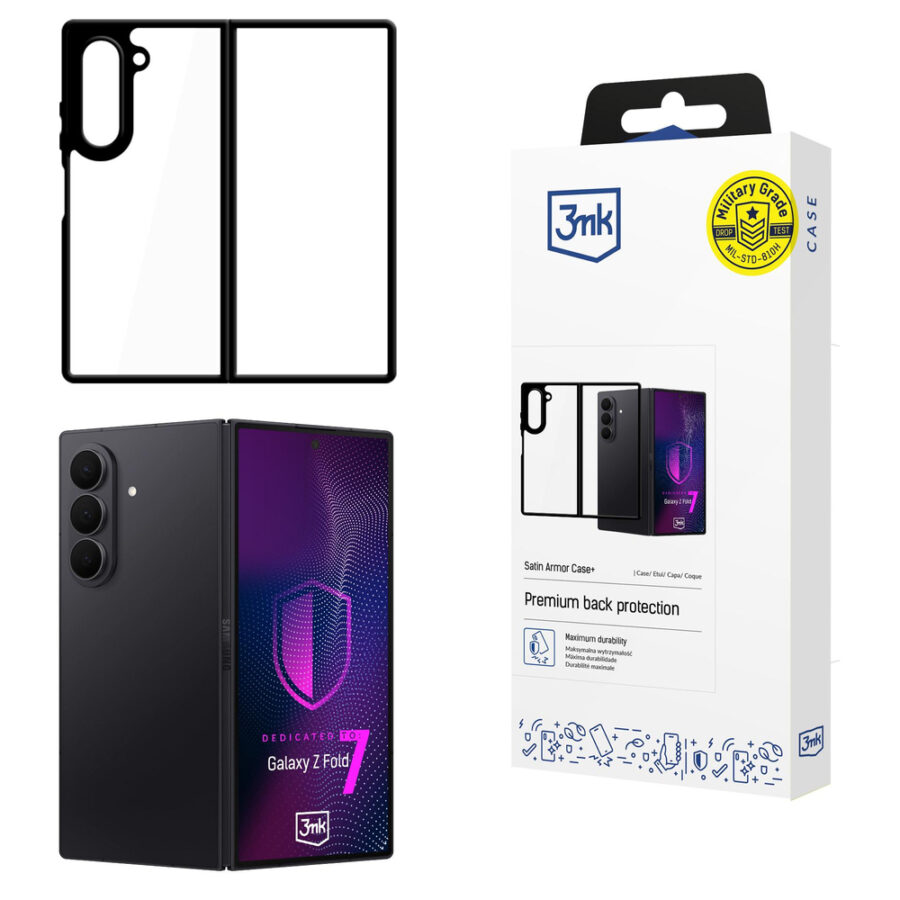 Maskica 3mk Satin Armor Futrola+ za Samsung Galaxy Z Fold 7 - Prozirno crna