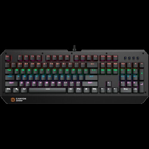 CANYON Wired multimedia gaming keyboard with lighting effect, 108pcs rainbow LED, Numbers 104keys, EN double injection layout, cable length 1.8M