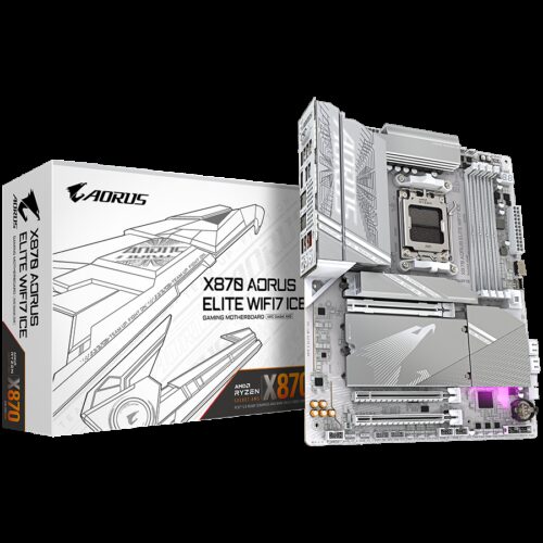 GIGABYTE MB X870 AORUS ELITE WIFI7 ICE (AM5, 4x DDR5 256GB, 1x PCI-E 5.0 x16x16, 1x PCI-E 4.0 x16x4, 1x PCI-E 3.0 x16x2, 3x M.2 PCIe 5.0 & 1x M.2 PCIe 4.0, 4x SATA, 2x USB4 Type-C. 6x USB 3.2, 4x USB 2.0, 1x HDMI, Realtek Wi-Fi 7, 2.5GbE LAN, ATX)