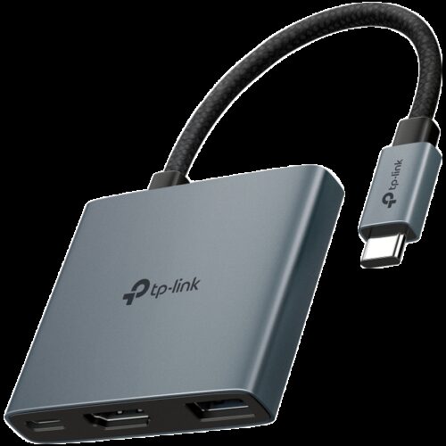 TP-Link UH3020C USB Type-C 3-Port Hub, 1 x USB-C Connector,1 x HDMI 4K 60Hz Port, 1 x USB-C PD 100W Port,1 x USB-A 3.0 Ports, Plug and Play, Self-storage for Connector, Fast Heat Dissipation, Flexible and Durable