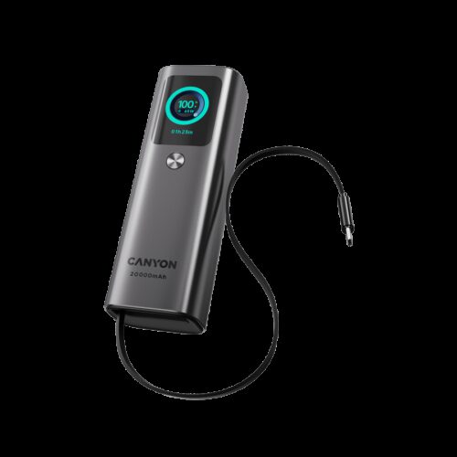 CANYON Built-in cable power bank OnPower 265 20000mAh 165W   Aluminium Dark grey